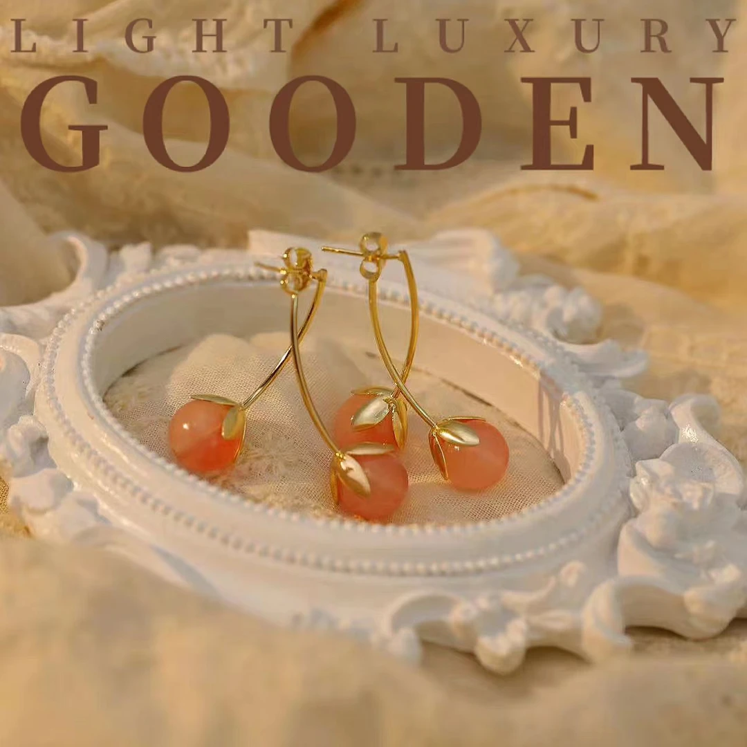 铜合金仿水晶耳饰 【红了樱桃】气质耳钉可爱百搭少女法式甜美耳饰