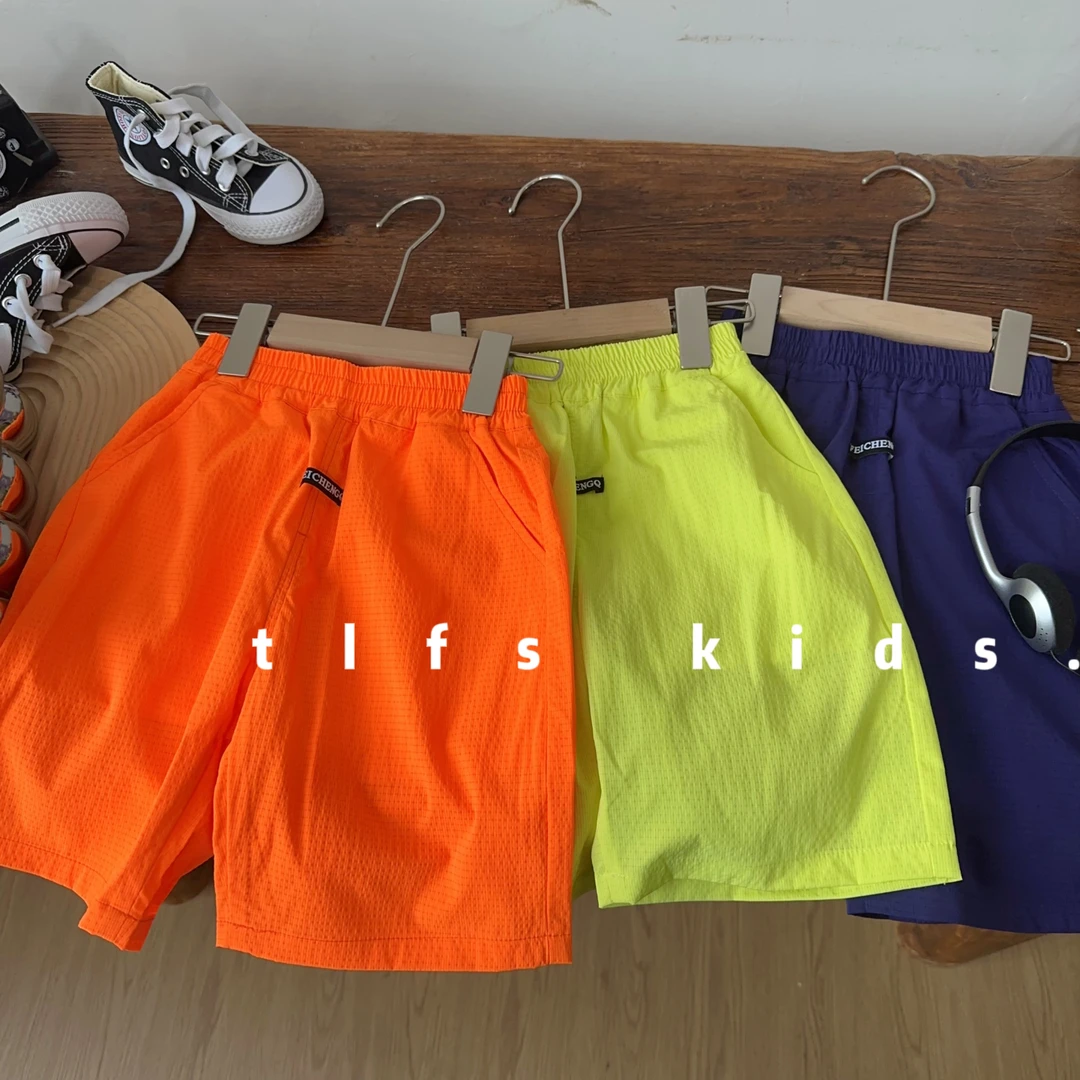 童例「亮色速干五分裤」夏季薄款冰感休闲儿童百搭宽松男童女童潮流