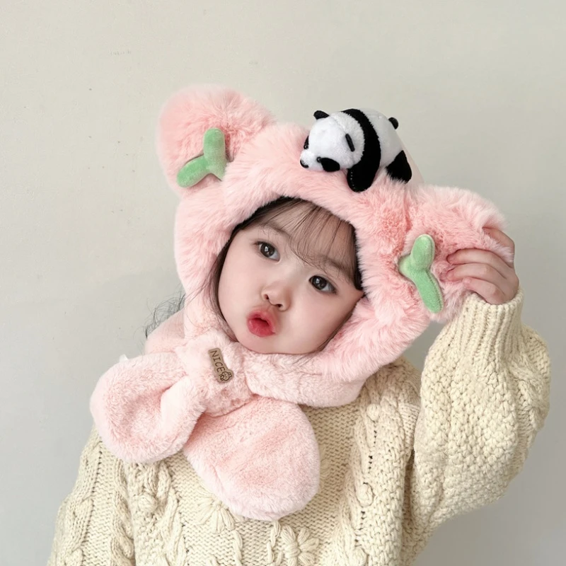 儿童冬季帽子围巾一体帽女宝宝两件套可爱婴儿儿童围巾帽子一体