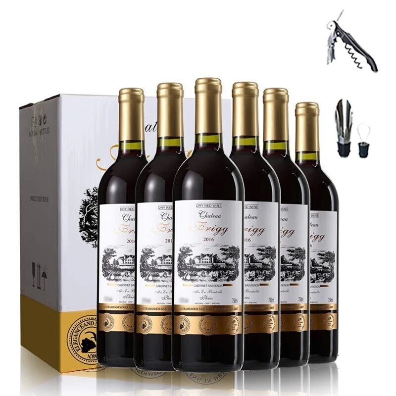 久知心法国红酒14度赤霞珠干红葡萄酒750ml*6配海马刀饮酒器