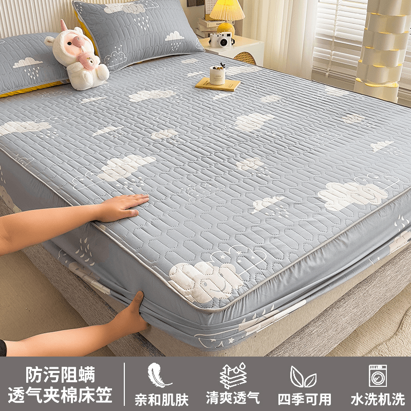 夹棉床笠单件学生宿舍保护罩新款床罩三件套春夏季防尘盖床套J