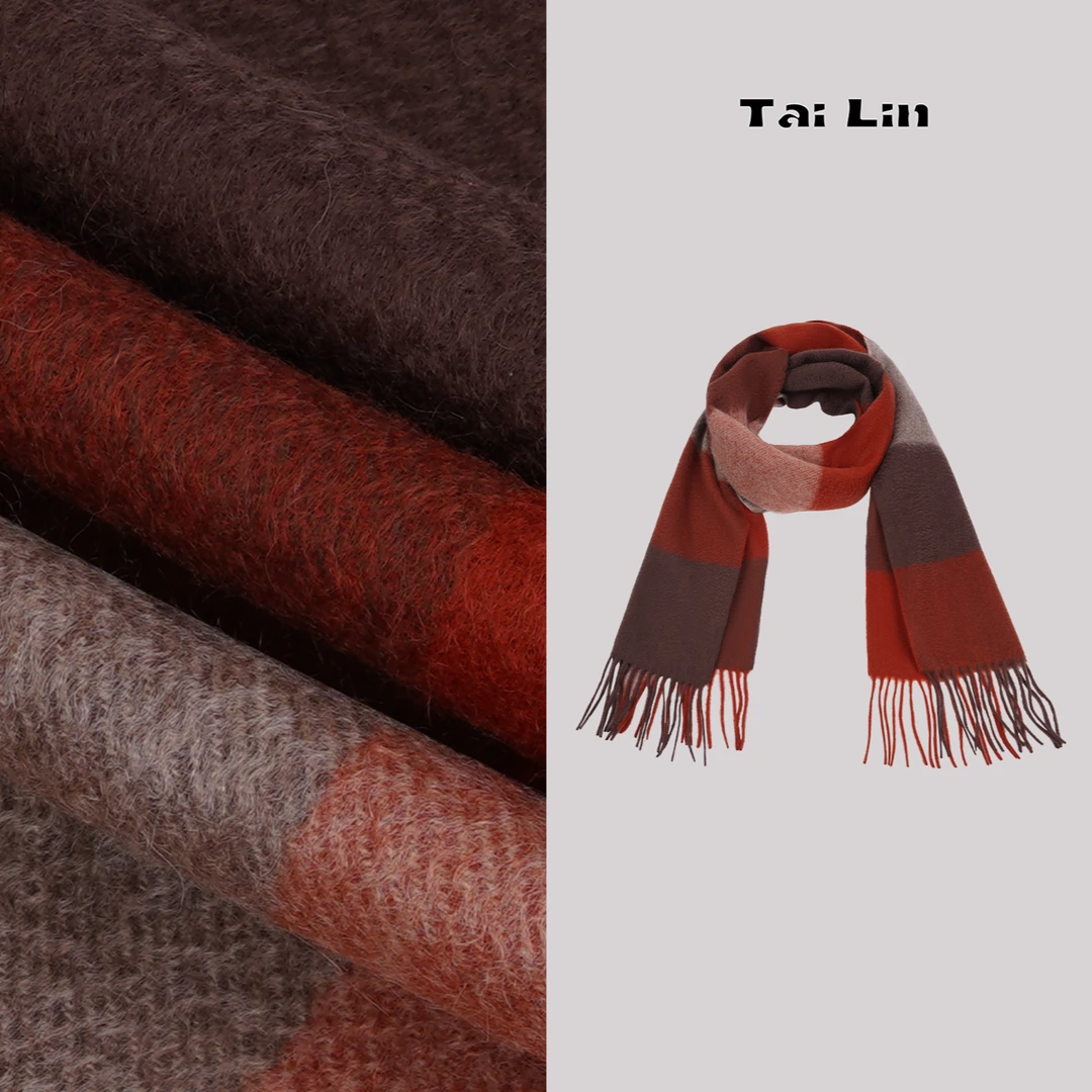 【温暖】韩版时尚百搭经典格子秋冬季保暖长款双面羊绒围巾WJ6626