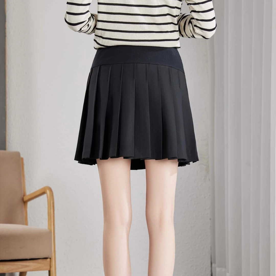 新款孕妇半身裙裤短裙洋气减龄a字百褶裙托腹子学院风高腰包臀裙