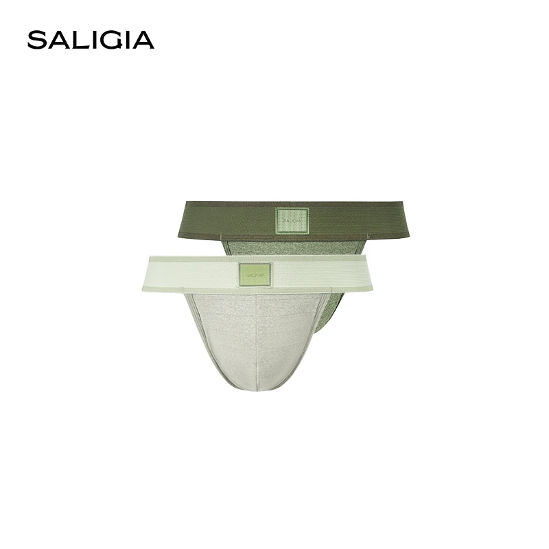 SALIGIA铭青浮雕双色立体横条花纱织物男士高叉内裤