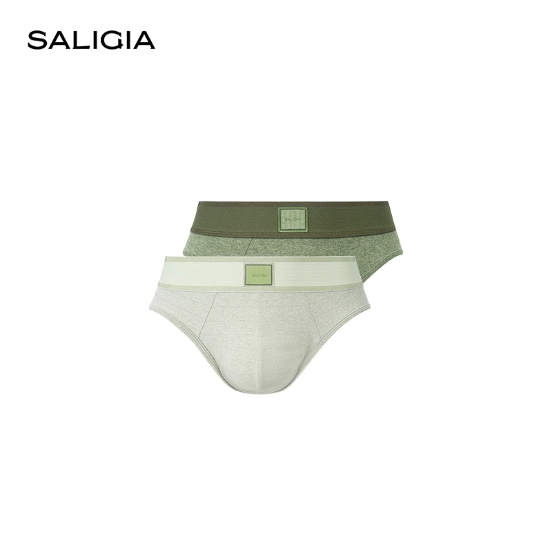 SALIGIA铭青浮雕双色立体横条花纱织物男士三角内裤