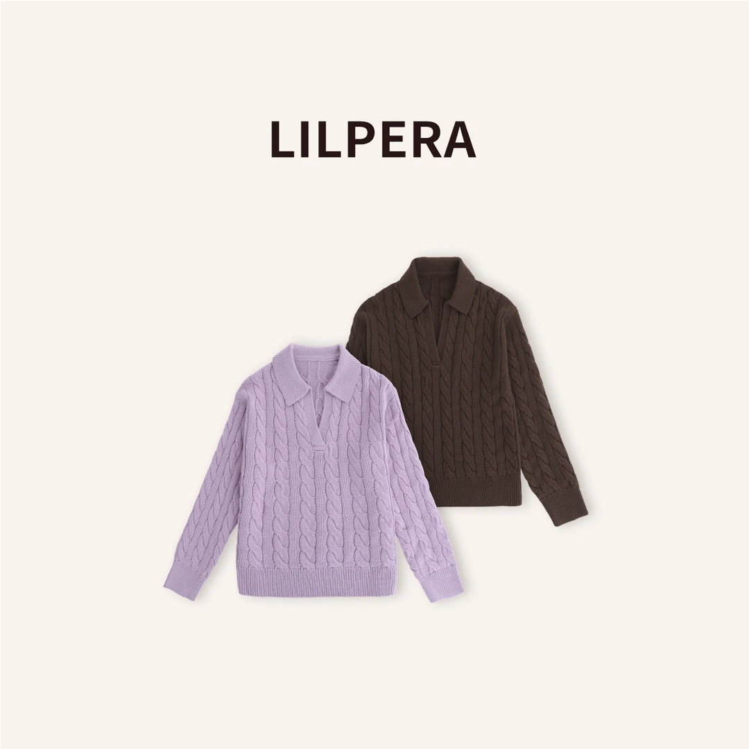 Lilpera【清仓福利】绞花毛衣套头长袖x354