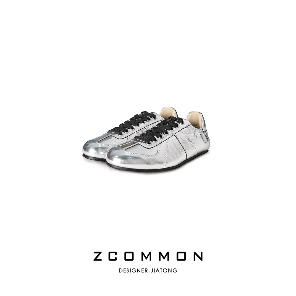 Z common时尚复古百搭真皮高级洋气小众系带亮面休闲鞋 2411059