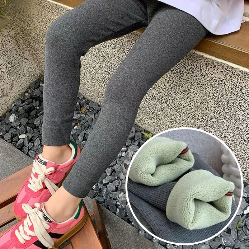 儿童秋冬新款加厚打底裤女童冬装外穿洋气加绒裤子中大童宝宝长裤