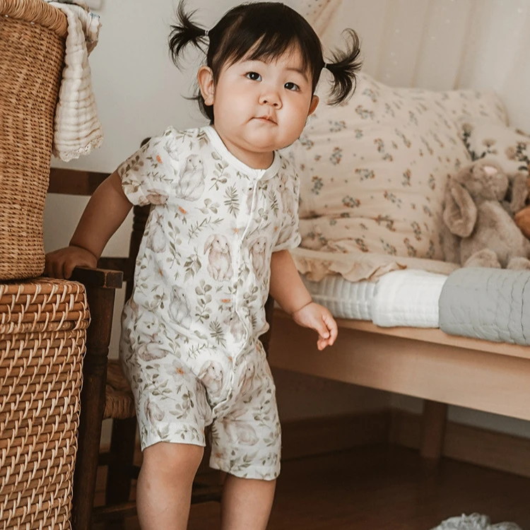 2025夏款婴儿纱布连体衣a类竹棉男女婴儿衣服新生儿连体衣爬服