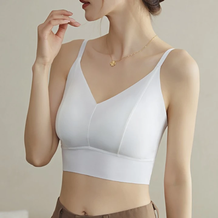 短款美背内衣文胸一体聚拢百搭可外穿高级背心女冰丝无痕背心吊带