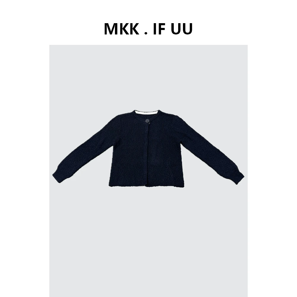 KEKE 推荐 静奢风之感针织开衫短款休闲黑色秋冬秋冬提花简约