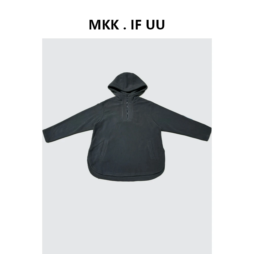 KEKE推荐 中古连帽半开拉链绒上衣