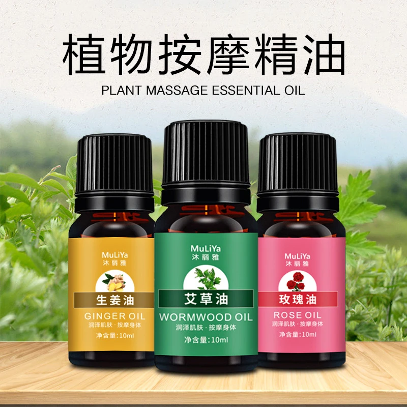 艾草生姜玫瑰按摩精油复方植物精油10ML玫瑰精油艾草精油按摩推拿