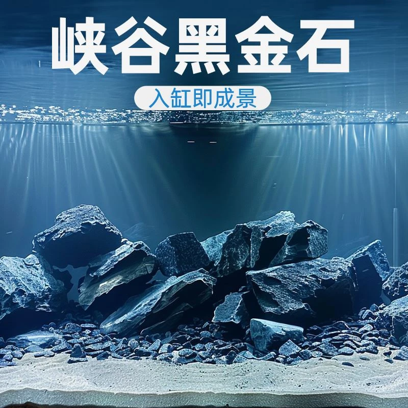 黑金石鱼缸底砂造景装饰石水族箱峡谷风溪流石雷龙乌龟晒台万天石