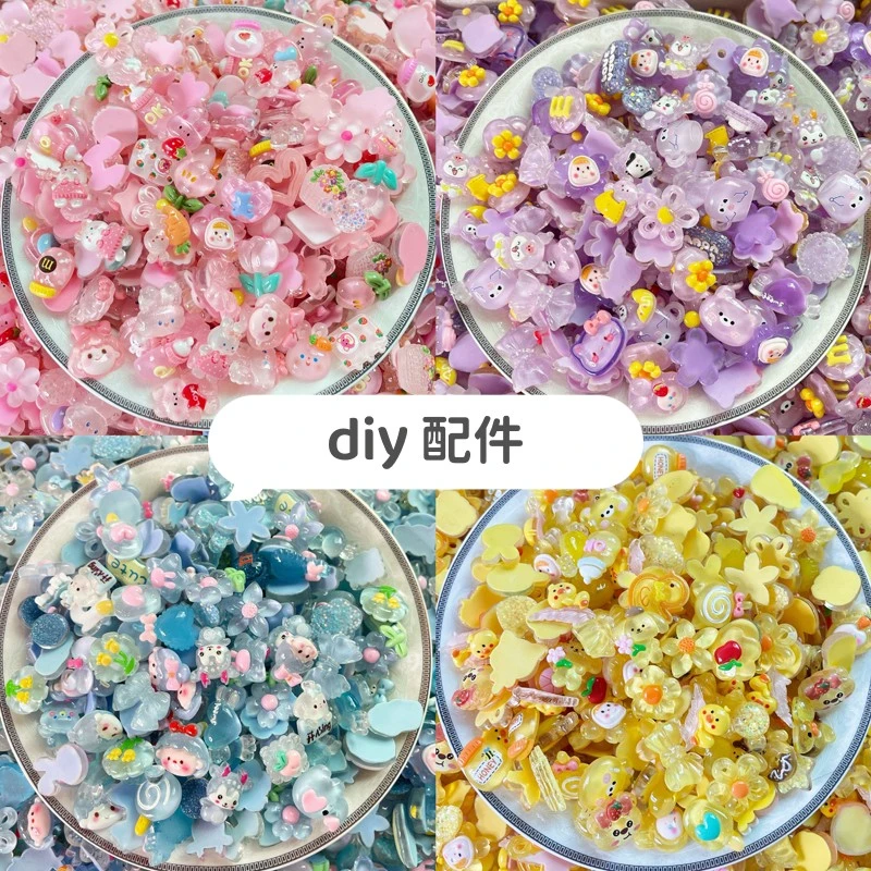 可选色系冰透发夹手机壳材料包包自制可爱卡通配件树脂装饰