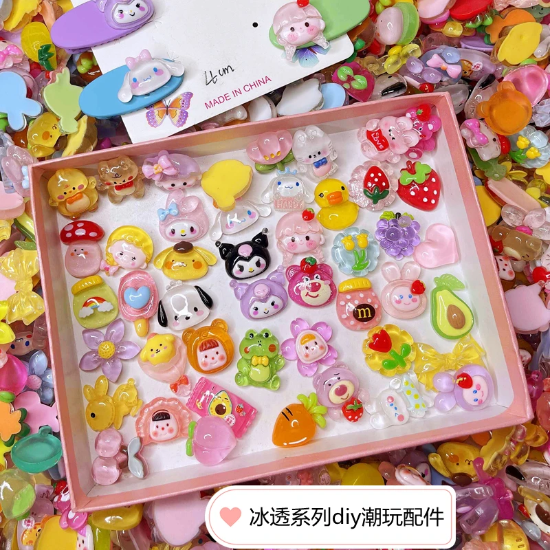 奶油胶发夹配件儿童手工diy饰品手机壳卡通冰透树脂手工制作贴片