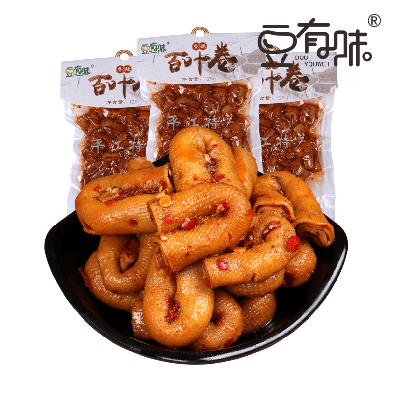豆有味 125g香辣百叶卷湖南豆干酱香卤味豆皮麻辣辣条零食小吃