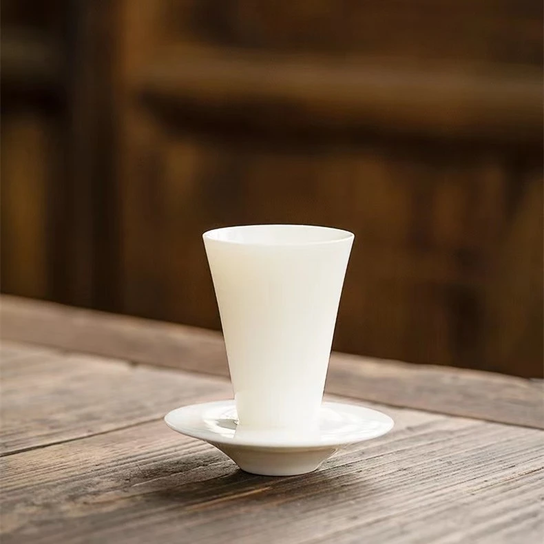 【闻香杯】羊脂玉瓷闻香杯茶杯功夫茶具主人杯品茗杯白瓷家用客杯