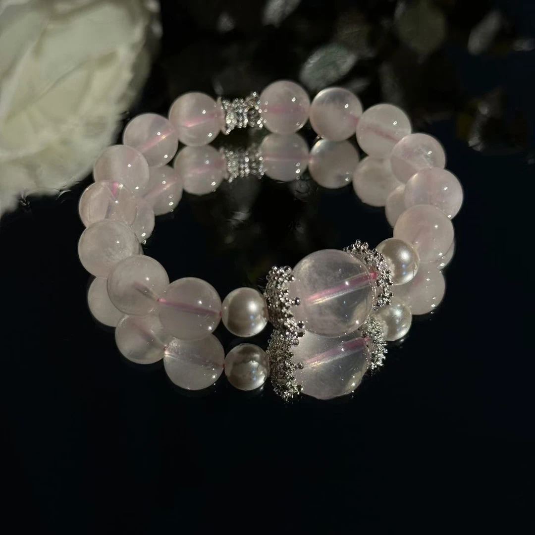 星光粉晶粉雪花幽灵水晶手串手链 颜色微差多样性发其一DD339