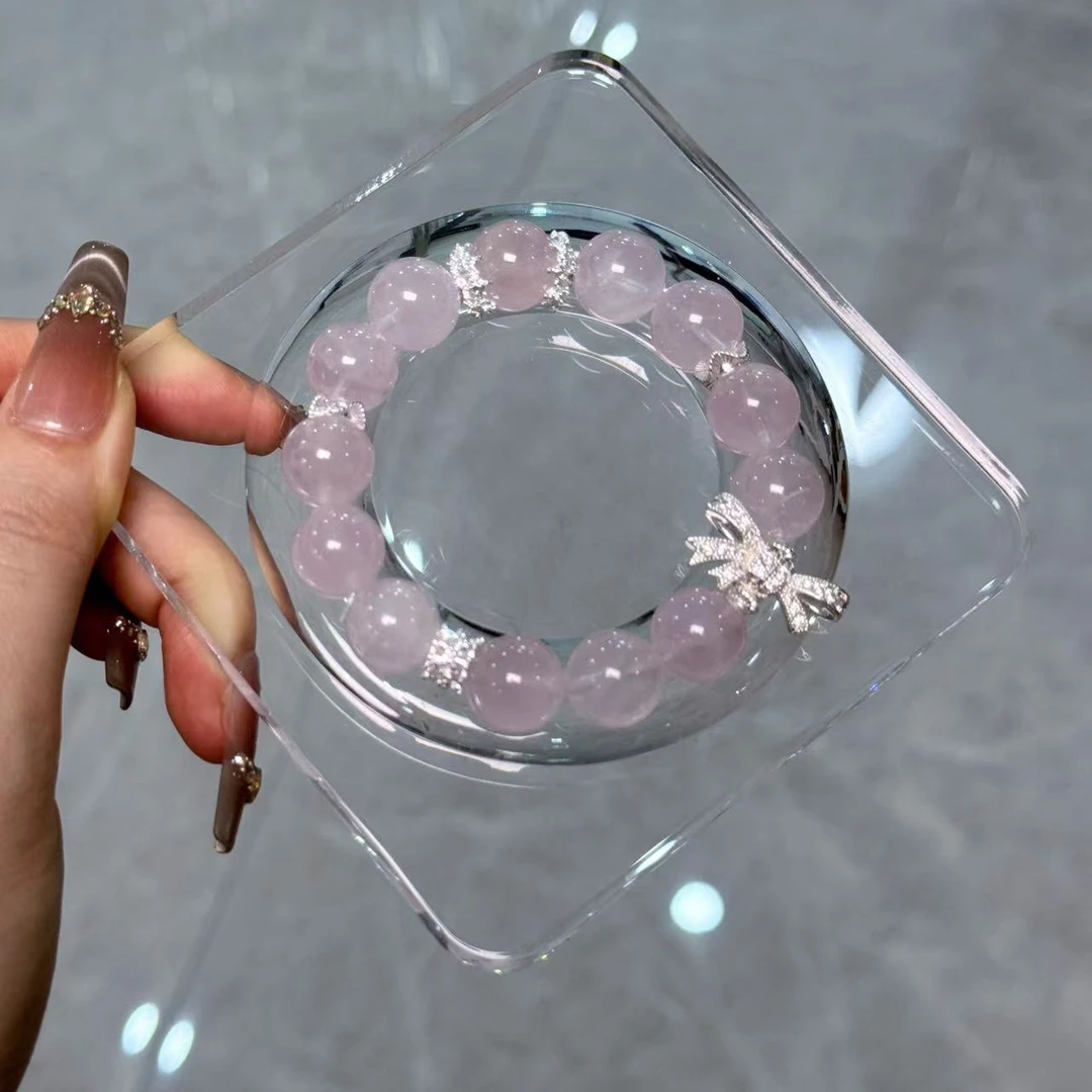 蝴蝶结粉水晶手串手链 均有瑕棉裂坑点多样性颜色微差DD207