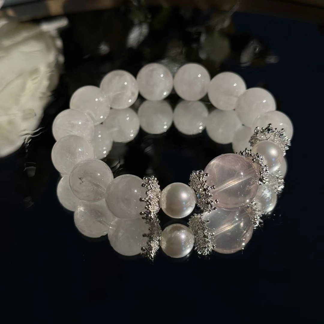 星光粉晶雪花幽灵水晶手串手链 颜色微差多样性发其一DD335