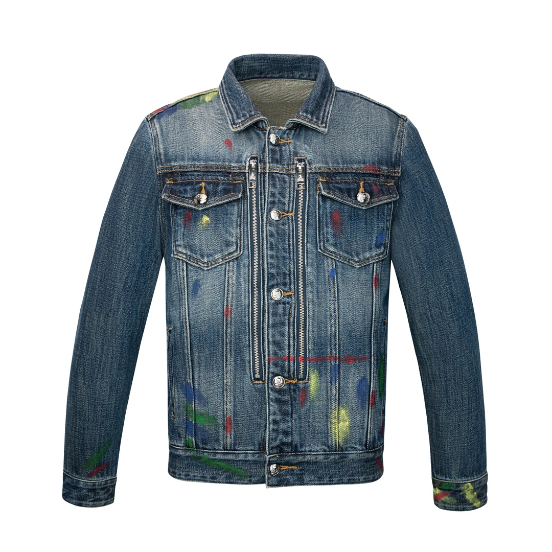 雅雅专柜高奢潮牌毒液蓝系列男士修身长袖PP牛仔夹克外套201