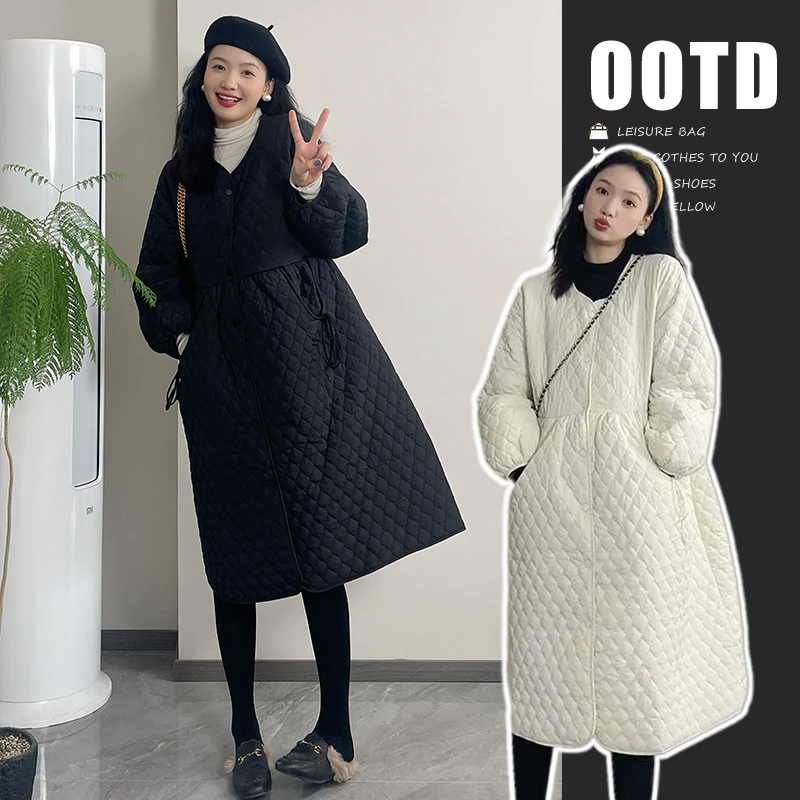 mimi~时尚孕妇装2024冬装新款棉服外套宽显瘦松遮肚子高级感棉袄