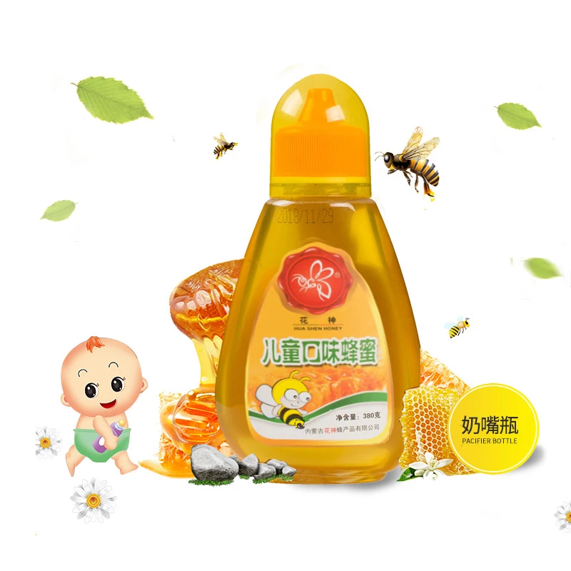 花神蜂蜜 | 奶嘴瓶儿童蜂蜜380克/瓶 | 瓶口设计人性化，取用方便