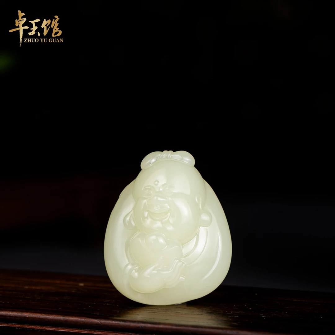 【卓玉馆】善财童子 青海口料挂件吊坠苏工大师 李卓作品