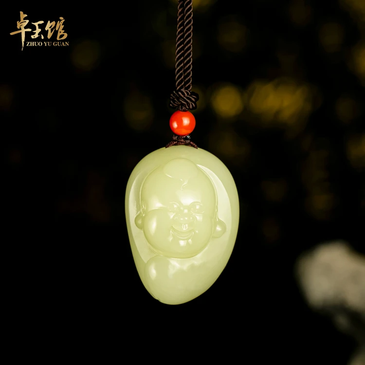 【卓玉馆】童子送福 青海口料挂件吊坠苏工大师 李卓作品