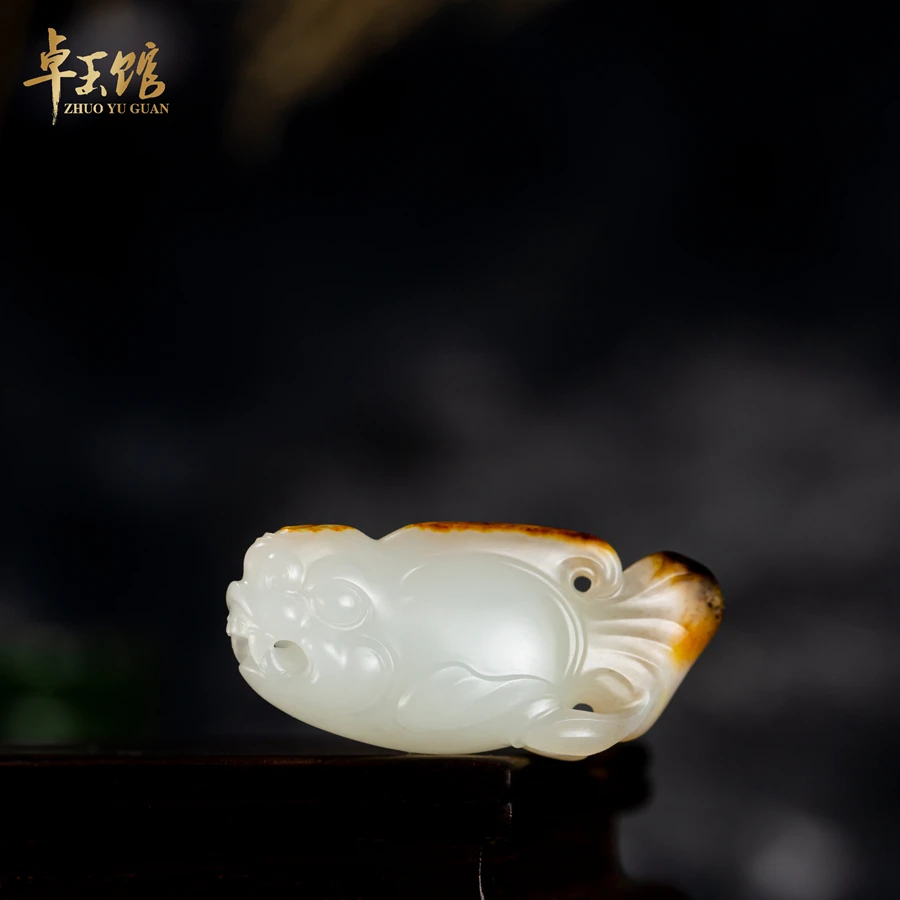 【卓玉馆】龙鱼 和田红皮仿古挂件吊坠 苏工李卓作品