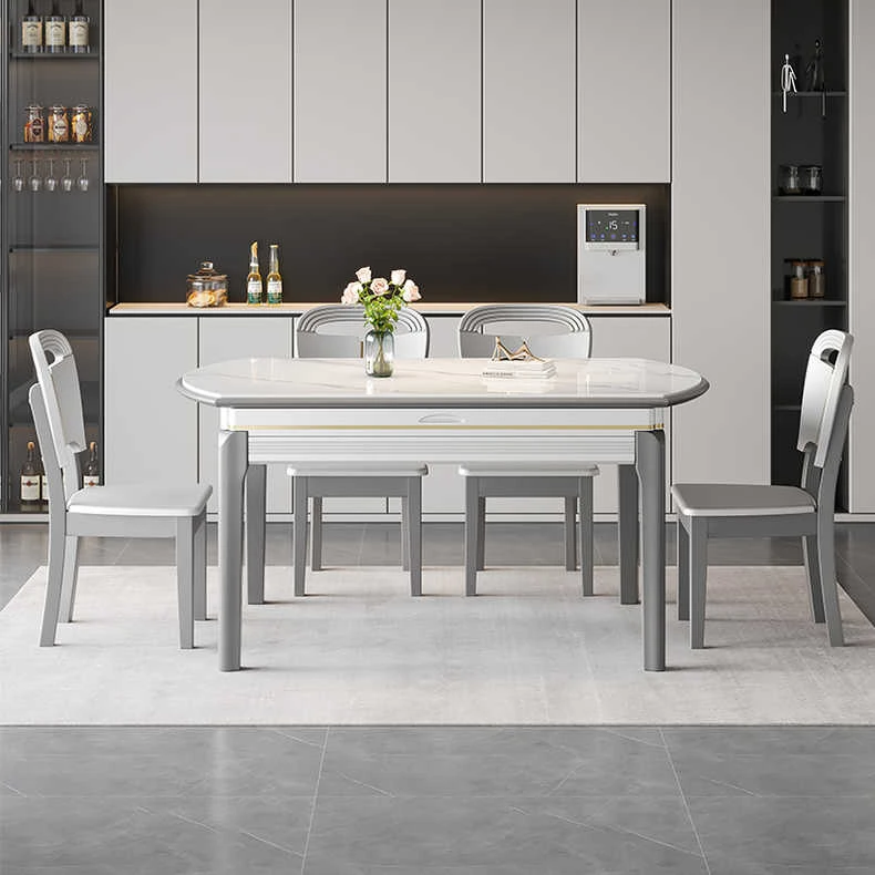 【曼安迪】轻奢岩板餐桌家用客厅简约餐桌椅伸缩餐桌网红餐桌89757