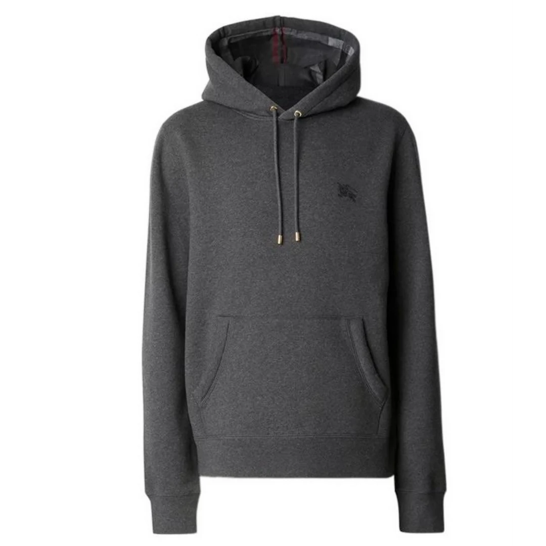 全新未使用 BURBERRY/博柏利 经典男士连帽卫衣深灰色战马帽衫