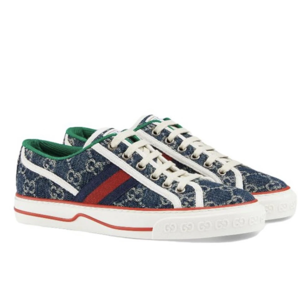 全新未使用 GUCCI/古驰 1977时尚板鞋 蓝红