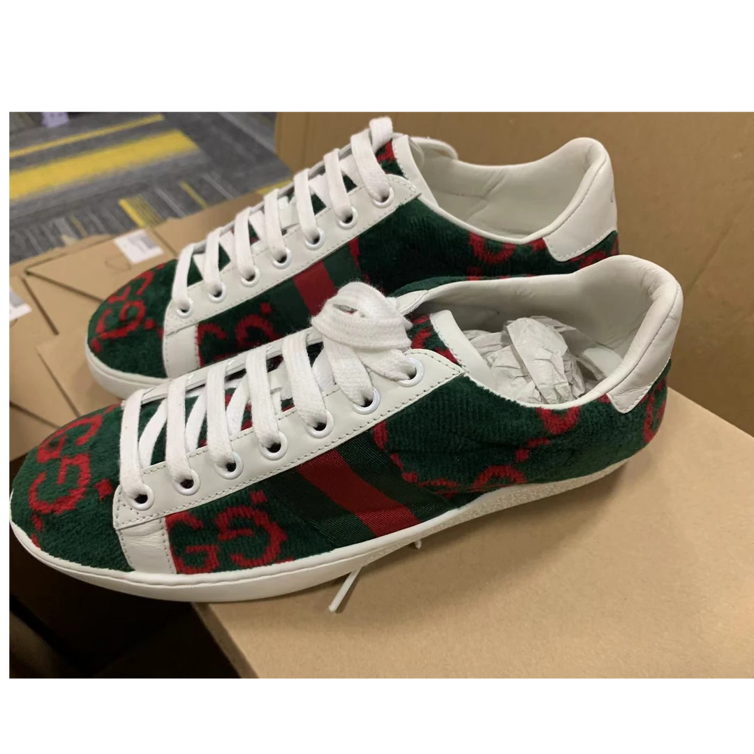 全新未使用 GUCCI/古驰 灯芯绒双G红绿色女款