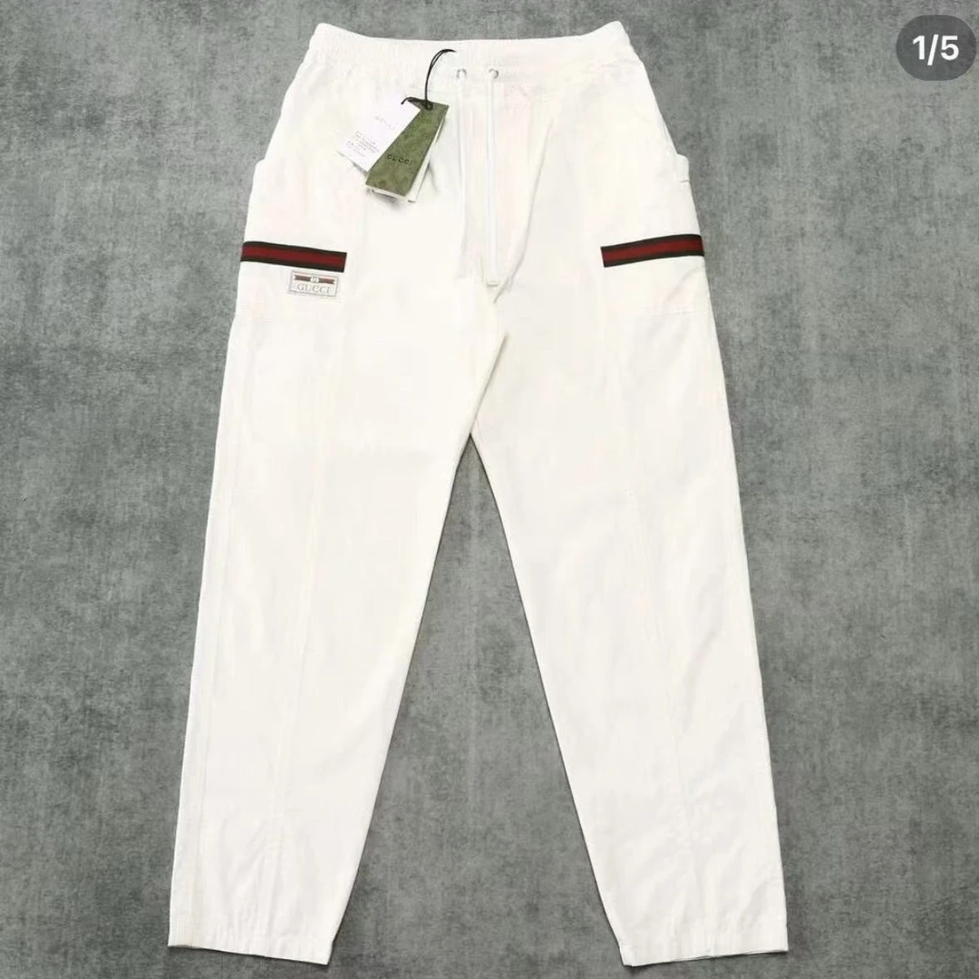 未使用 GUCCI/古驰 剪标古驰米白色侧标贴标logo薄款长裤