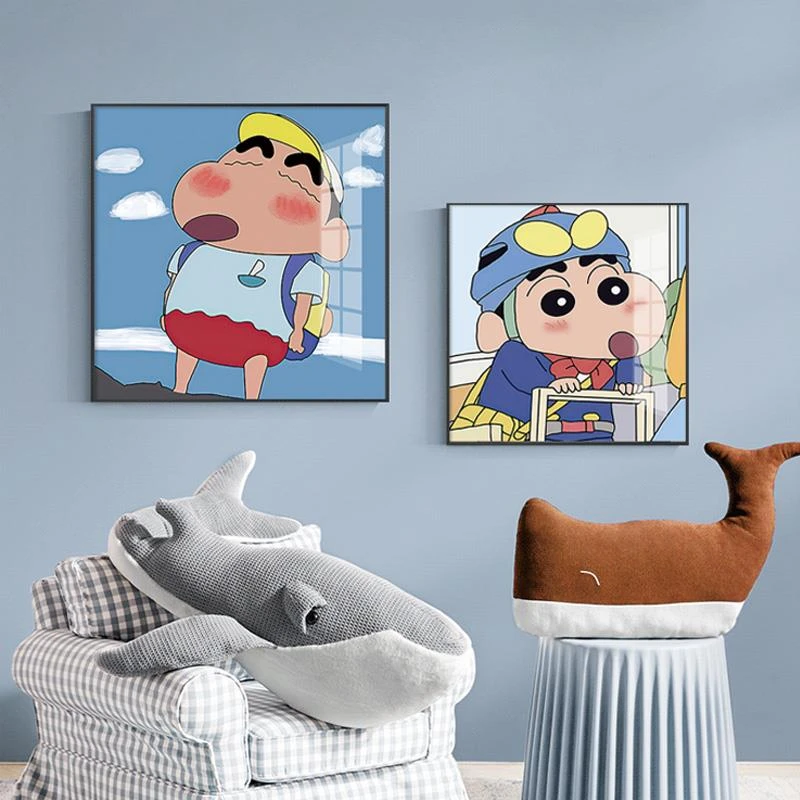 卡通动漫蜡笔小新儿童房装饰画卧室床头背景墙挂画奶茶店房间壁画