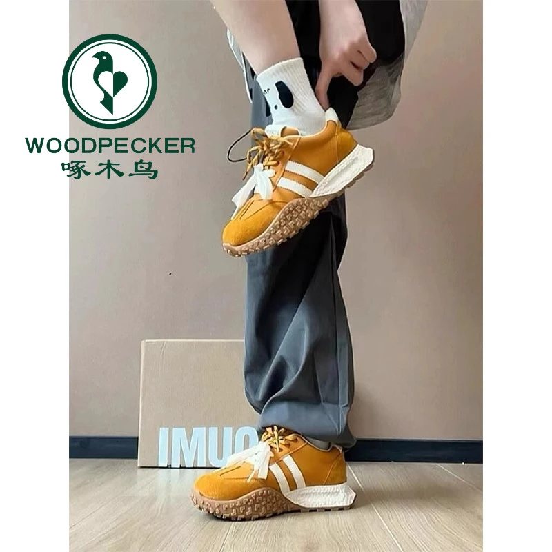 啄木鸟小众德训鞋子女2025新款爆款秋休闲老爹鞋女款运动厚底增高