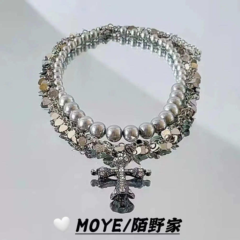 MOYE/陌野家项链1010“无序十字”双层十字架项链配女重工高级轻奢