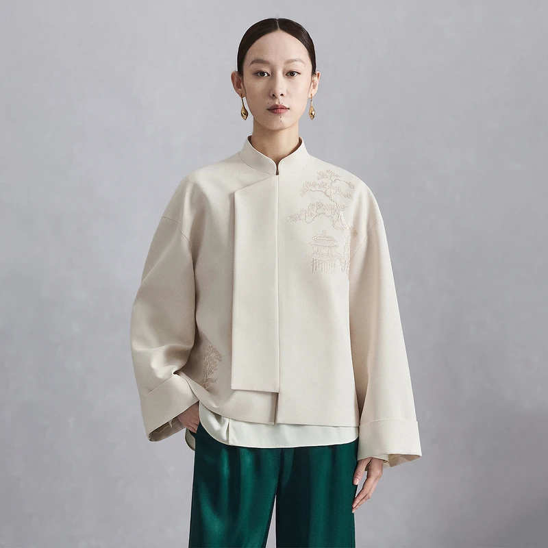 Naivee/纳薇江【达人】新中式琵琶襟重工刺绣立领上衣女247238580