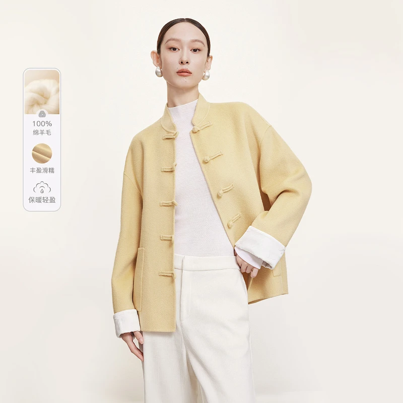 Naivee/纳薇【官旗】冬100绵羊毛新中式双面大衣249225562