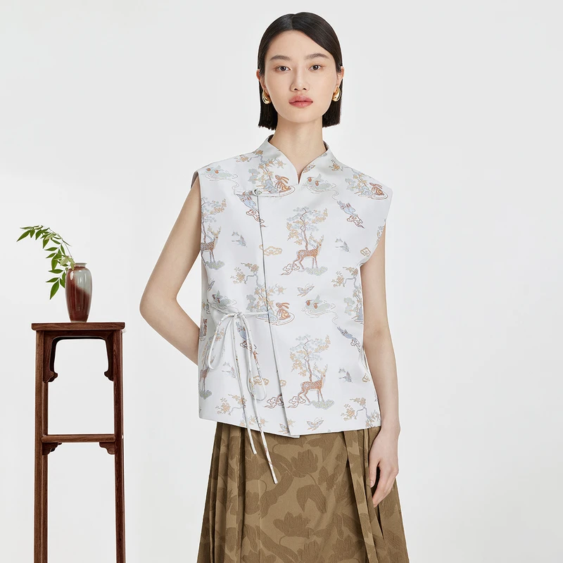 【官旗】Naivee/纳薇复古新中式提花盘扣坎肩马甲243234133