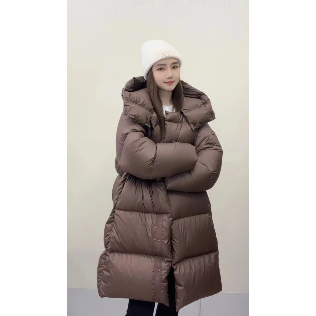 羽绒服女中长款韩版冬季休闲时尚连帽宽松中长款加厚保暖过膝潮