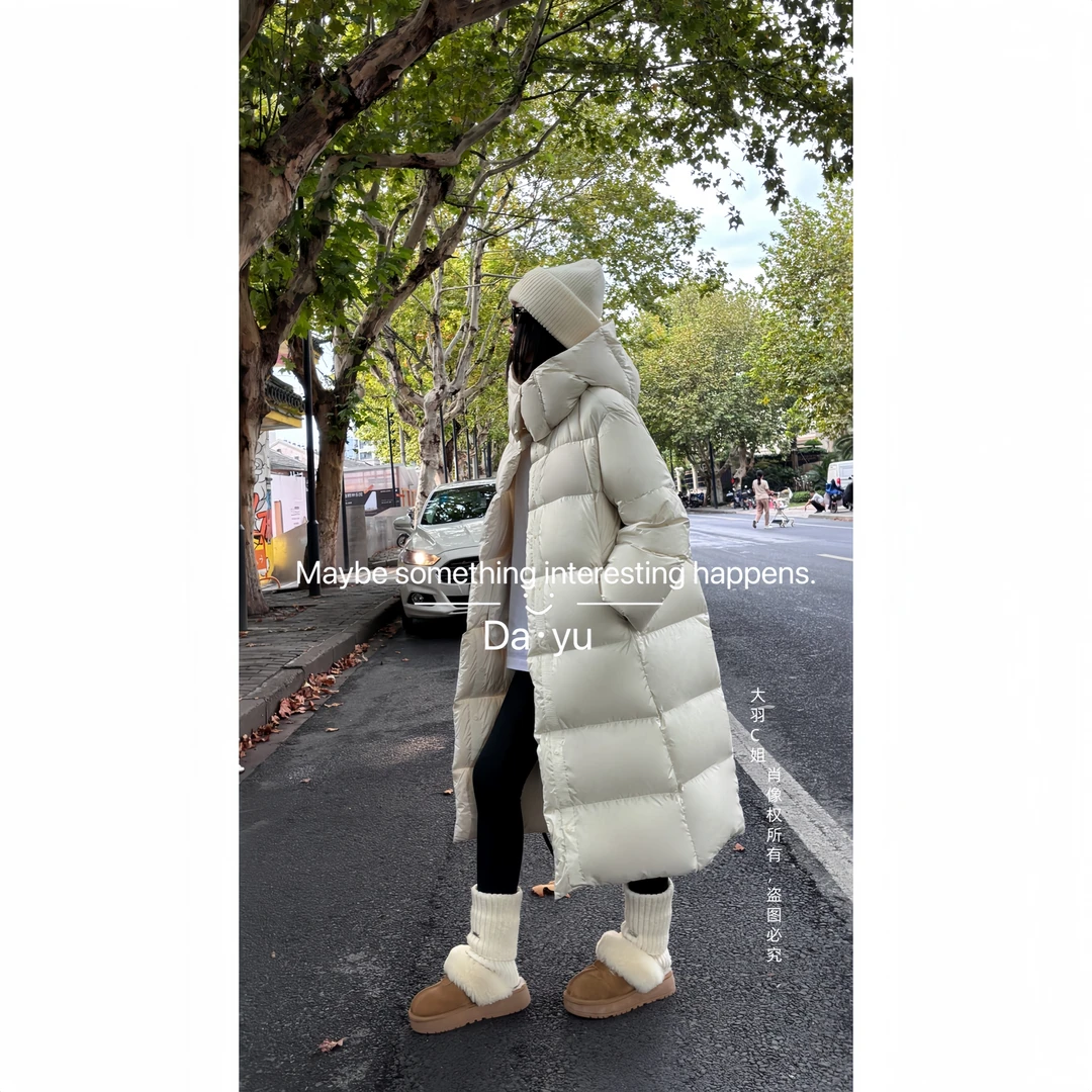 【大羽】泡芙羽绒服女长款过膝休闲时尚连帽宽松加厚保暖韩版冬季潮