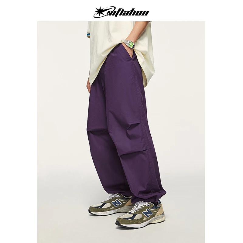 膨胀潮牌创意折痕伞兵裤2023年夏季新款户外休闲直筒收脚两穿长裤