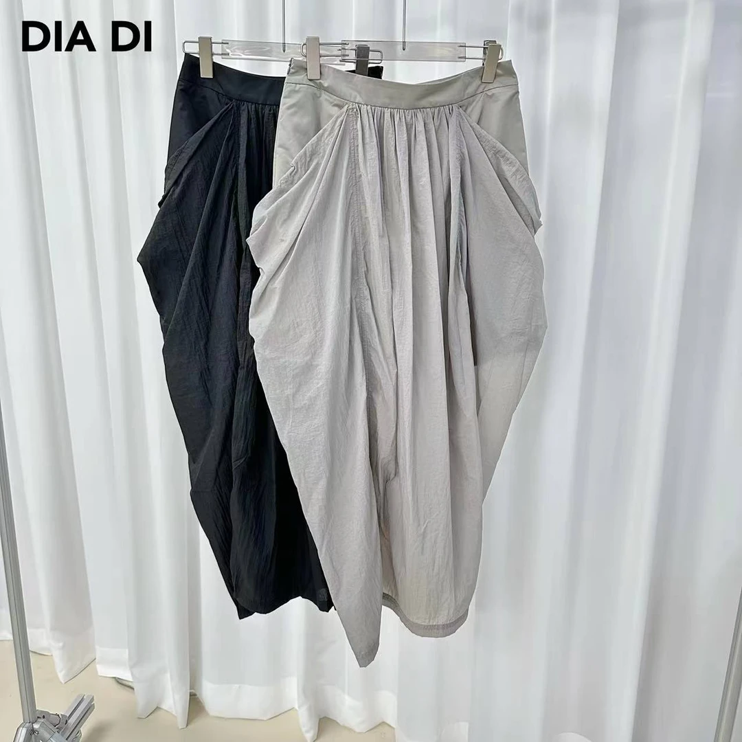 D STUDIO 黑灰两色抽绳口袋半裙 D1236