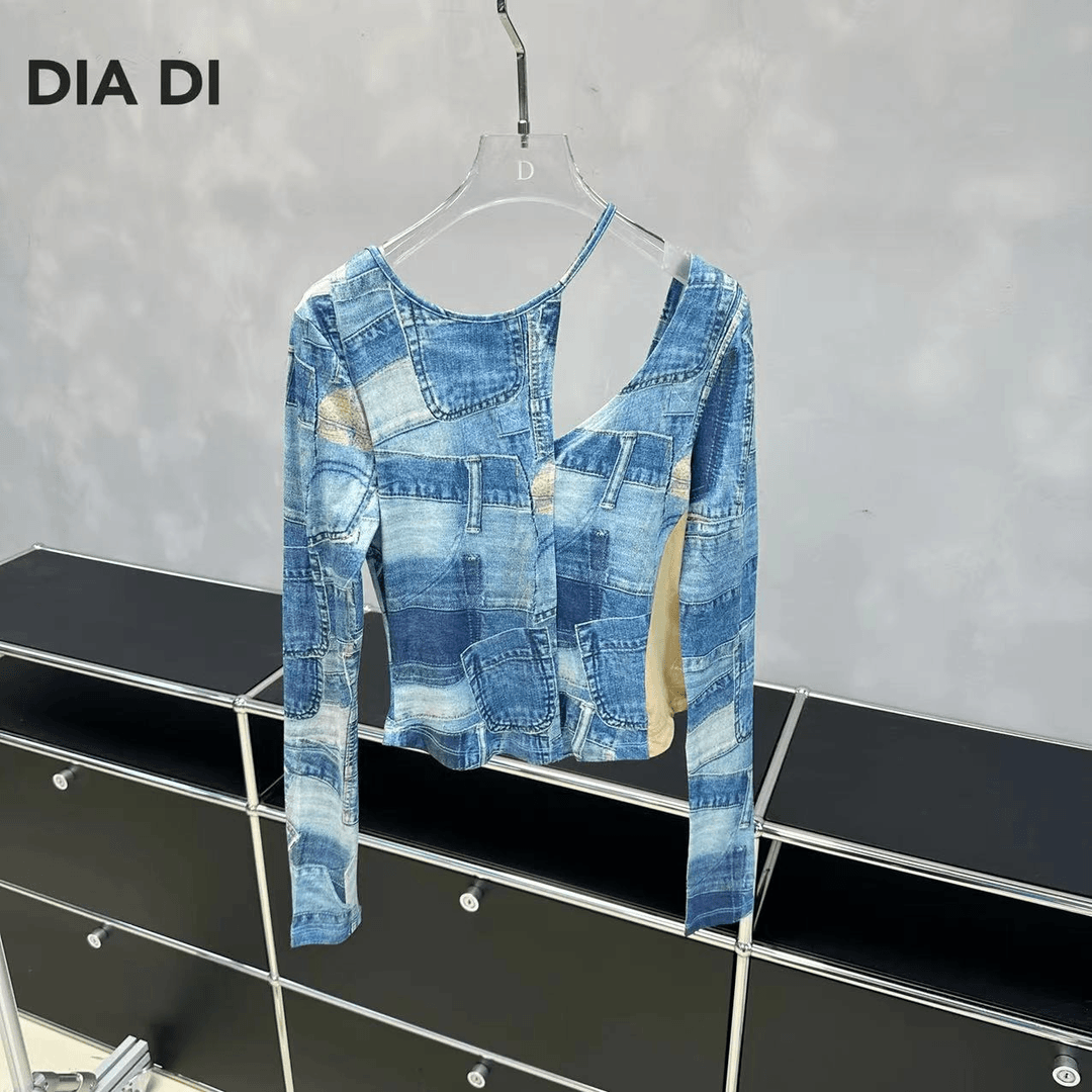 D STUDIO 牛仔印花上衣 D0255