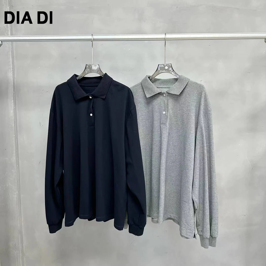 D STUDIO 蓝灰两色polo领上衣
