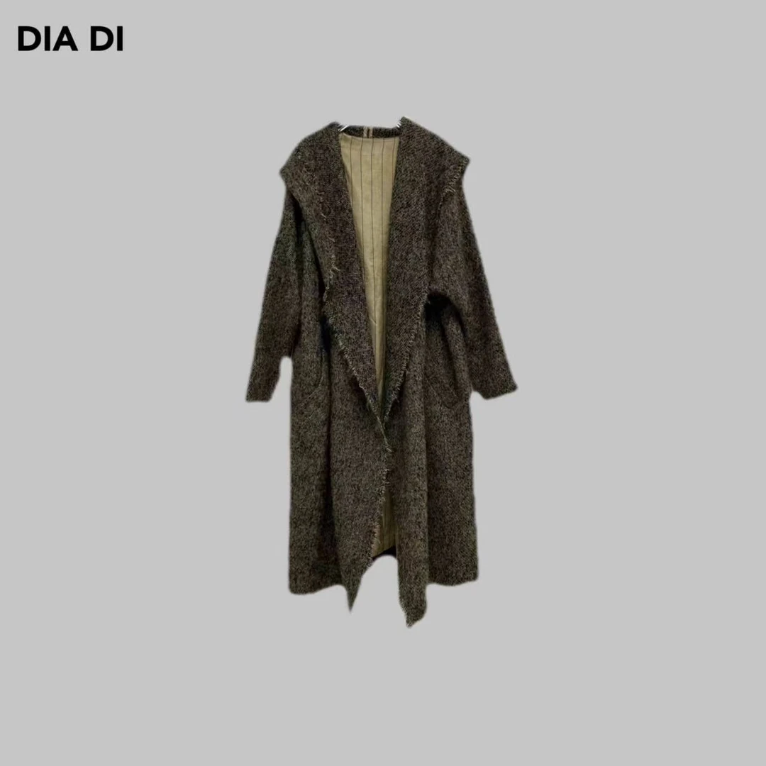 D STUDIO ”摩登诗人“重磅定制复古深色连帽毛呢外套 D1218