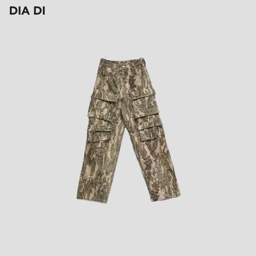 D STUDIO 迷彩水洗工装牛仔裤 D1383